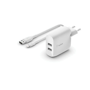 Cargador de Pared +Cable Lightning MFI Belkin WCD001VF1MWH Blanco 24 W - HAMISHOP07