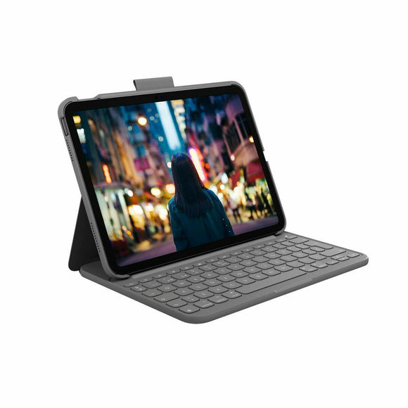 Funda para iPad + Teclado Logitech Slim Folio Gris Qwerty Español - HAMISHOP07