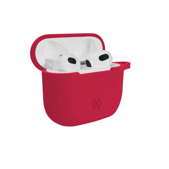 Funda Protectora Celly AIRPODS 3 GEN Auriculares Rojo Silicona - HAMISHOP07