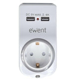 Enchufe Pared con 2 Puertos USB Ewent EW1225 16A 3680 W - HAMISHOP07