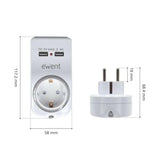 Enchufe Pared con 2 Puertos USB Ewent EW1225 16A 3680 W - HAMISHOP07