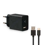 Cargador de Pared + Cable USB A a USB C KSIX USB Negro - HAMISHOP07