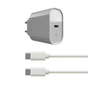 Cargador de Pared + Cable USB C KSIX Blanco 20W - HAMISHOP07