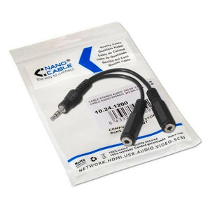 Cable Audio Jack (3,5 mm) Divisor NANOCABLE 10.24.1200 15 cm Negro - HAMISHOP07