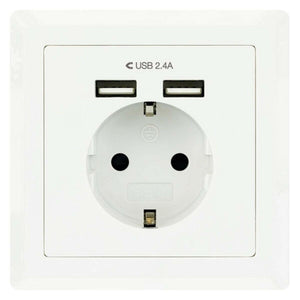 Enchufe Pared con 2 Puertos USB NANOCABLE 10.35.0010 5V/2.4A - HAMISHOP07