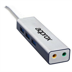 Tarjeta de Sonido Externa approx! APPUSB51HUB USB 3.0 3.5 mm Gris - HAMISHOP07