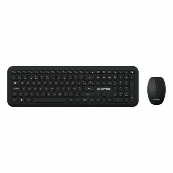 Teclado y Ratón Inalámbrico Owlotech MK200W Qwerty Español Negro - HAMISHOP07