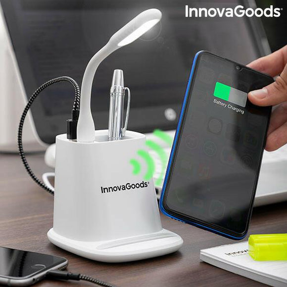 Cargador Inalámbrico con Soporte-Organizador y Lámpara LED USB 5 en 1 DesKing InnovaGoods - HAMISHOP07