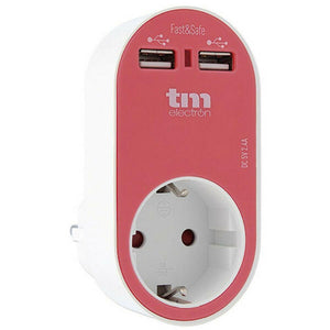 Enchufe Pared con 2 Puertos USB TM Electron Magenta - HAMISHOP07