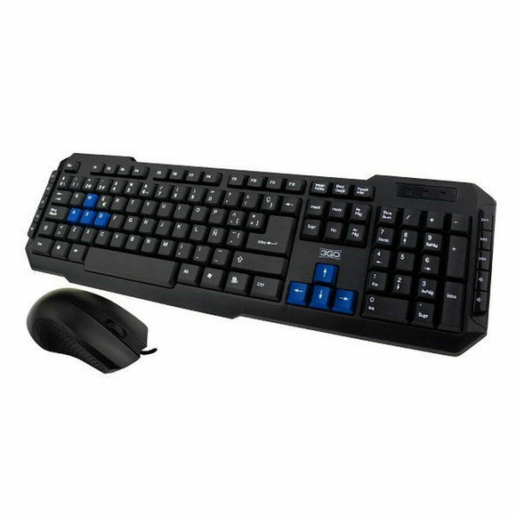 Teclado y Ratón 3GO COMBODRILE2 Qwerty Español Negro Multicolor Francés - HAMISHOP07