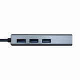 Hub USB Aisens Conversor USB 3.0 a ethernet gigabit 10/100/1000 Mbps + Hub 3 x USB 3.0, Gris, 15 cm - HAMISHOP07