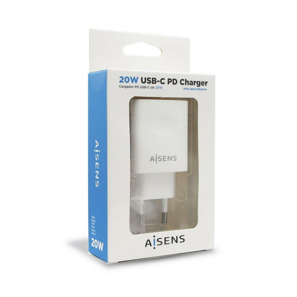 Cargador Aisens Cargador USB-C PD 3.0 1 Puerto 1x USB-C 20 W, Blanco USB-C Blanco - HAMISHOP07