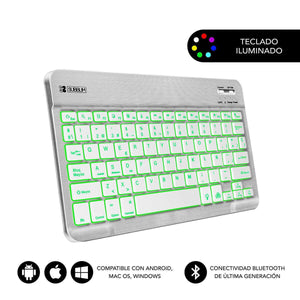 Teclado Bluetooth con Soporte para Tablet Subblim SUB-KBT-SMBL30 Qwerty Español Negro/Blanco Multicolor Español - HAMISHOP07