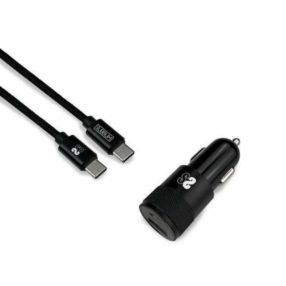 Cargador de Coche USB Universal + Cable USB C Subblim Cargador Ultra Rapido Coche 2xUSB PD18W+QC3.0 + Cable C to C Black - HAMISHOP07