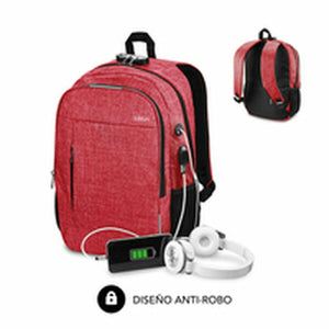 Mochila para Portátil y Tablet con Salida USB Subblim Urban Lock Backpack 16" Red