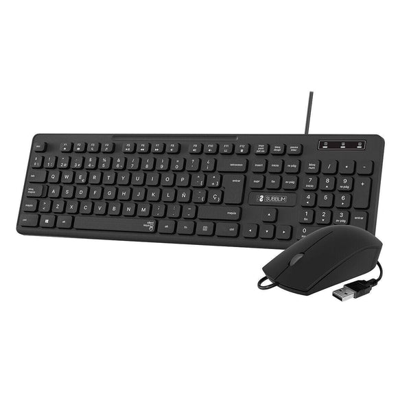 Teclado y Ratón Subblim SUBKBC-CSSK01 Qwerty Español Negro - HAMISHOP07