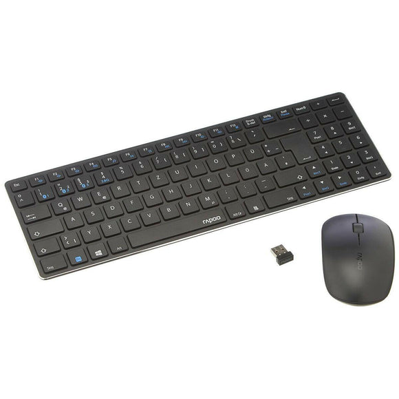 Teclado y Ratón Rapoo 9300M Negro QWERTZ Alemán (Reacondicionado B) - HAMISHOP07