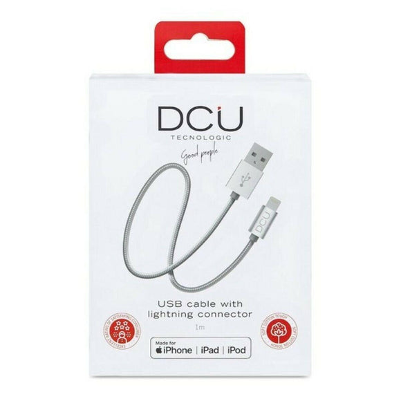 Cable Cargador USB Lightning iPhone DCU Plateado 1 m - HAMISHOP07